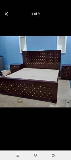 DOUBLE BED, SIDETABELS, MATTRESS