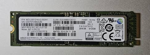 Samsung 512 GB m. 2 nvme SSD