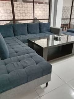 2 sets of L Shapes 10 +10 seater sofas and 3x5 large size table