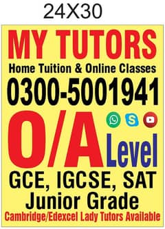 Home Tuition /Online  A/O level Cambridge/Edexcel IGCSE,GCSSE/AQA IB