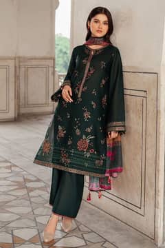 3PSc Woman Unstitched Embroidered Suit/Eid Collection/Lawn Suit/ladies