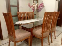 Thick glass top dining table 6 chairs