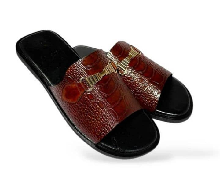 man's leather fancy slide slippers 1