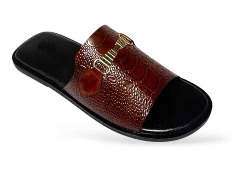man's leather fancy slide slippers 3
