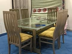 Beautiful Greenish Dining Table with Chairs