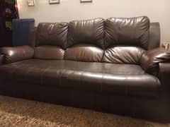 5 Seater Sofa Brown Leather brand new condition