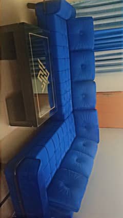 royal blue velvet L shaped sofa