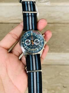 Seiko Blue Dial Men's Original Chronograph Nato Strap Watch SSB409P1