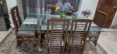 6 seater glass top dining table