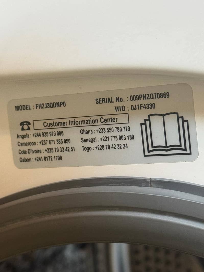 LG washing Machine Model FH2J3QDNP0 6