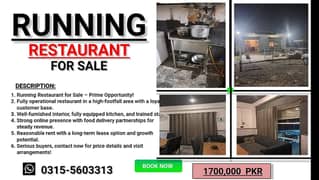 Running Restaurant/ food setup/ hotel/ restaurant for sale