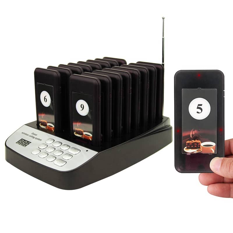 Pager Wireless Calling System New16-Set Queue Paging Walkie talkie QMS 0