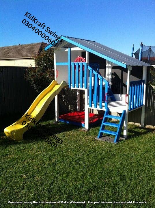 Monkey bar, Climber, rope ladder, swings, slides, seesaw, kids rides 6