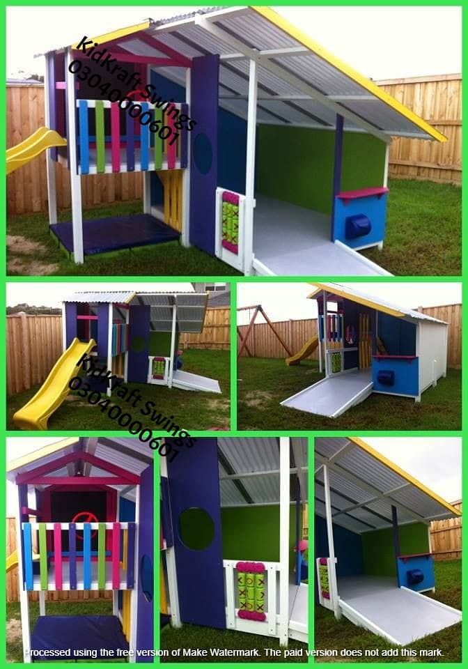 Monkey bar, Climber, rope ladder, swings, slides, seesaw, kids rides 7