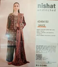 Nishat women unstiched 3 piece suit