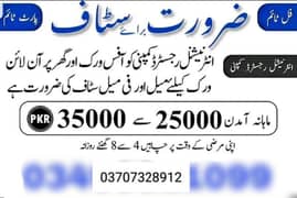 urgent staff ki zarorat ha Mail and Fimail Full time part time Home ba