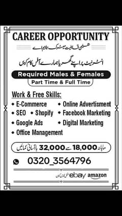 We need male and female staff for office work