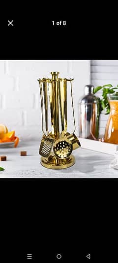 7 Pieces Premium Stainless Steel Gold Cooking Utensil Set