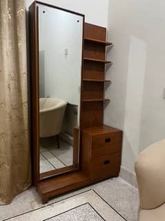 Full length mirror dressing table with installed LEDs