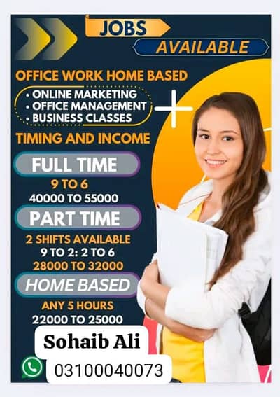 Part time work available for student & male and female