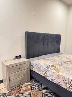 URGENT BED FOR SALE WITH MATTRESS AND SIDE TABLES