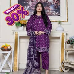 Stunning Women's Stitched Suit Set in Purple - 3 Pcs - Silk Fabric, Pr