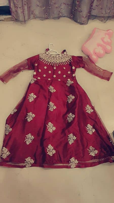 Maroon fancy/ eid  wear beautiful frock excellent condition 0