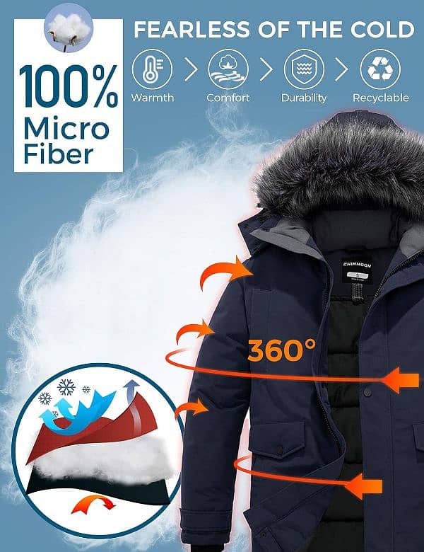 Men's Winter Warm Coat (CHIN·MOON) Windproof Puffer Jacket with Hood 4