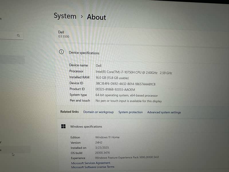 Dell G3 gaming i7-10750H,16gb,512gb,Nvidia rtx2060 6gb gaming laptop 7