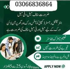 Male, Female, Students Required for office work and online work.