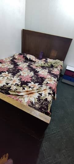 a wooden bed