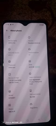 oppo f15 . screen change 8+128 full ok