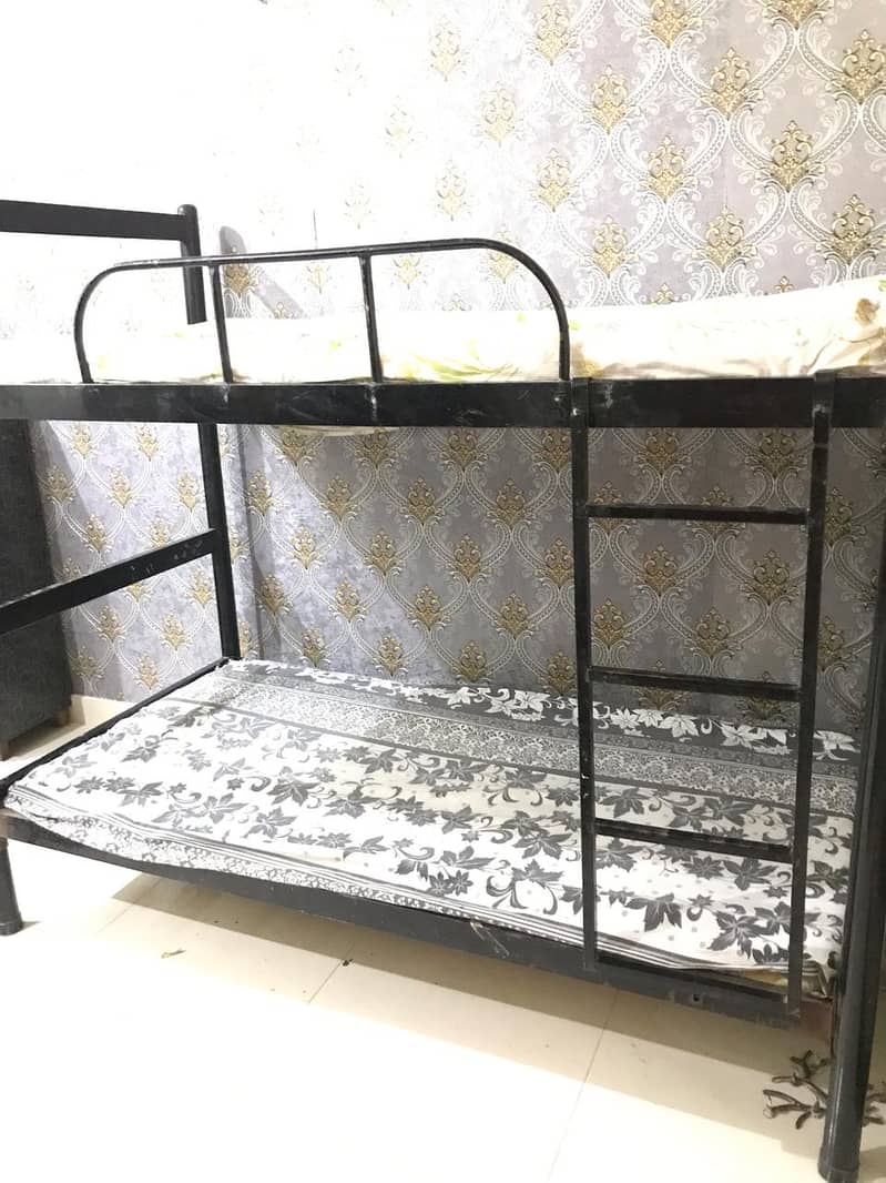 iron bunk bed for sale with mattress 0