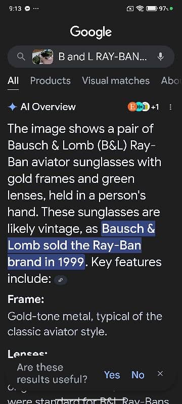 B and L RAY-BAN U. S. A 1999 VINTAGE Aviator 3