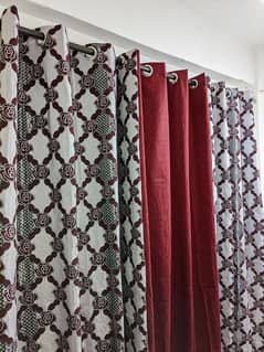 3 Pcs Cotton & Velvet Jacquard Curtains- Eid Sale- Free Delivery