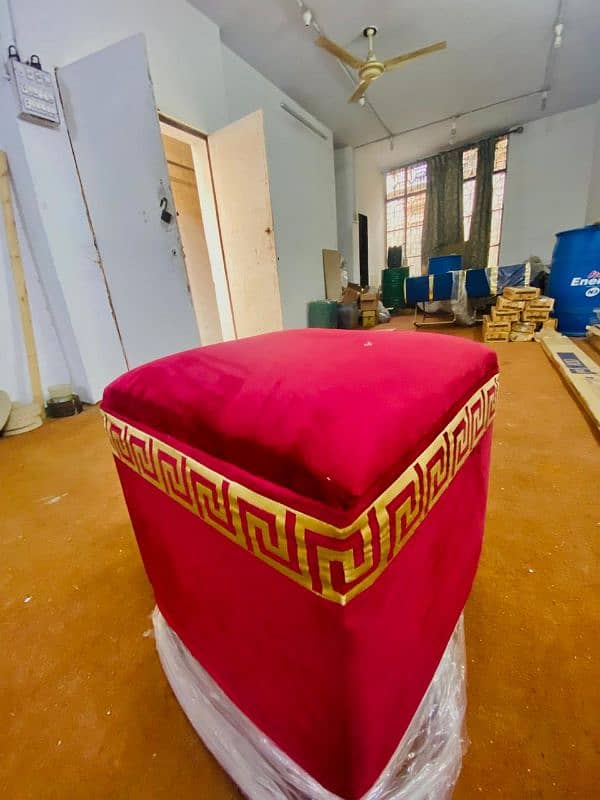 WOODEN VELVET STOOL 2