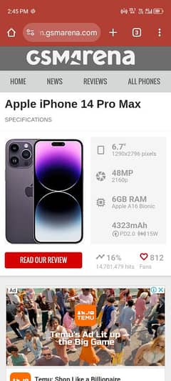 Iphone 14 pro max Non PTA