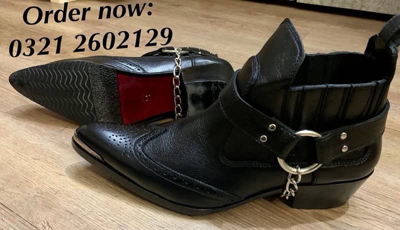 Original leather cowboy shoes for men available 7