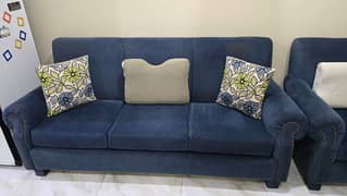 6 Seater Sofa set, Molty Foam Cushion, Blue Color