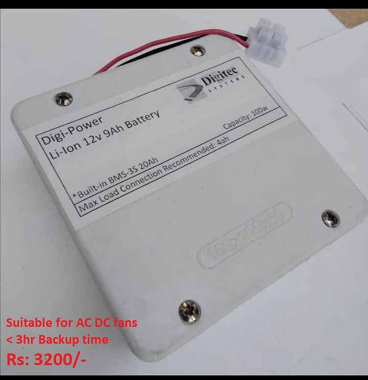 12v 9ah battery Suitable for AC DC fan 3hrs Backup 2