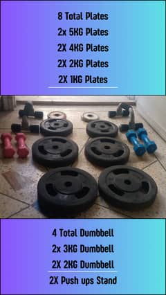 Rubber Coated Weight Plates and Dumbbell with Push ups Stand