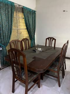 Dining Table Solid Wood with cabinets and 6 chairs