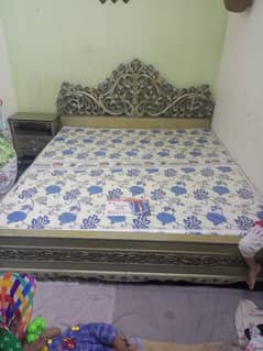 wooden bed two side table new metteres for sale