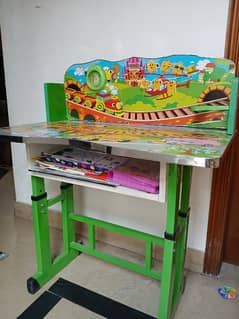 kids wooden study table and chair.