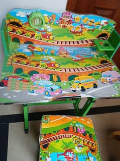 kids wooden study table and chair.