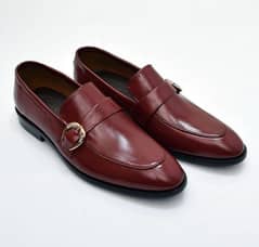 leather men's casual shoes maroon color