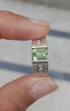 Natural Paridot in hand made silver ring available Versace style