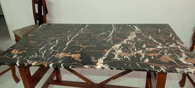 Marble top wooden dining table