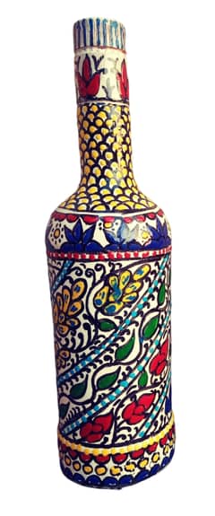 HAND PAINTED GLASS Bottle