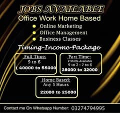 Part time Full time Home base office base staff required